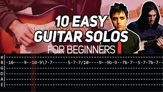 10 EASY BEGINNER GUITAR SOLOS WITH TAB [upl. by Alekram]