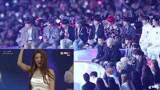 181201 BTS REACTION MOMOLAND BBOOM BBOOM IN MELON MUSIC AWARDS MMA2018 MelonMusicAwards [upl. by Sixla834]