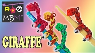 Rainbow Loom Band Giraffe Pencil Hugger Charm  Loomless  How to [upl. by Akit201]