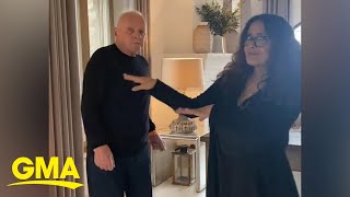 Salma Hayek shares video dancing with Anthony Hopkins to celebrate his Oscar win l GMA [upl. by Witkin]