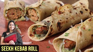 Chicken Kebab Roll Recipe  How To Make Chicken Seekh Kebab In Philips Air Fryer  Smita Deo [upl. by Hump]