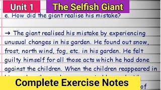 The Selfish Giant Exercise Class 11 English Questions Answers [upl. by Missak]