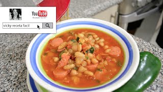 FRIJOLES CHARROS  Vicky Receta Facil [upl. by Ronym]