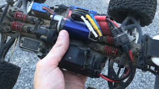 Traxxas 116 ERevo  Top Speed On 3S LIPO  Stock Gearing Then HIGHSPEED GEARING [upl. by Nodanrb]