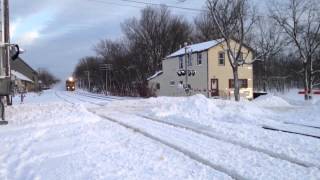 2 trains hit a HUGE snow pile [upl. by Acinor]