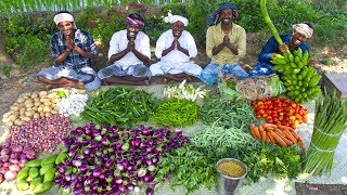 KING of VEGETABLE Recipe  SAMBAR Recipe with Four Side Dish  Veg Village Food Cooking in Village [upl. by Peter]