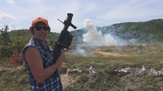 LG 440 40mm Grenade launcher Firing exploding rounds [upl. by Marabel]