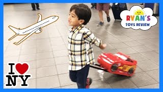 Ryan ToysReview airplane ride and opening surprise eggs [upl. by Kingsley]