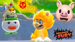 BOWSERS FURY SECRET ENDING ALL 100 Cat Shines [upl. by Araeit]