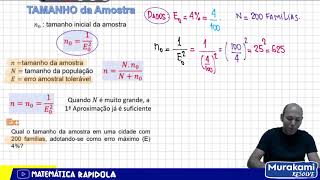 TAMANHO DA AMOSTRA ✅ INTRODUÇÃO À ESTATÍSTICA 11 [upl. by Joelynn]