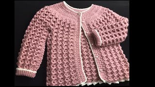 Chaquetita o chambrita tejida a crochet o ganchillo paso a paso 010 años Crochet for Baby [upl. by Deedahs419]