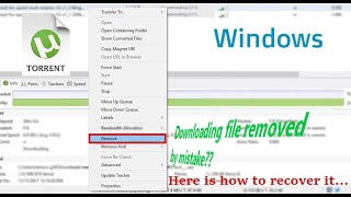 How to Recover Accidentally Deleted UNFINISHEDPARTIALLY Downloaded uTorrent File on Windows only [upl. by Nilyaj105]