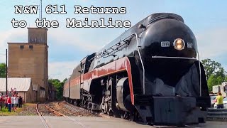 Norfolk amp Western 611 Returns to the Mainline [upl. by Monahon465]