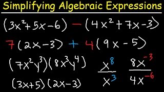 Simplifying Algebraic Expressions With Parentheses amp Variables  Combining Like Terms  Algebra [upl. by Aiveneg]