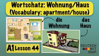 A1 German lesson 44  Learn German Vocabulary  Wohnung amp Haus  Apartment amp house [upl. by Mab]