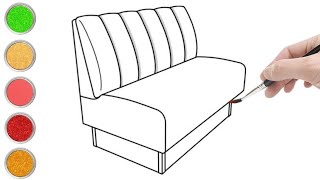 How to draw a sofa easy step by step  sofa drawing and coloring tutorials Izamnaart1 [upl. by Donoho644]