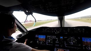 Boeing 7878  Departing Montego Bay  cockpit view [upl. by Sirromaj]