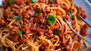 Hearty Lentil Spaghetti Bolognese Vegan [upl. by Eural637]