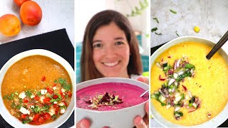 3 Recetas de SOPAS FRÍAS  ricas saludables y frescas [upl. by Oloapnaig]