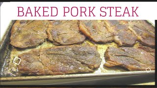 HOW TO MAKE OVEN BAKED PORK STEAK [upl. by Garrot]