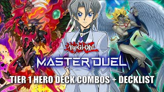 Tier 1 Master Duel Hero Deck  Combos [upl. by Helbon]