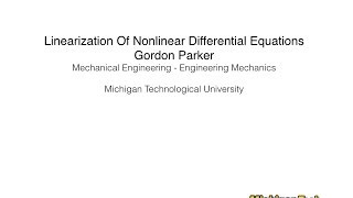 Linearization of Nonlinear Differential Equations [upl. by Airehs]