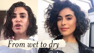 How to Style Short Curly Hair  WET TO DRY Tutorial [upl. by Dionysus532]