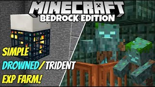 Minecraft Bedrock Simple Drowned EXP Farm Tutorial MCPE Xbox PC [upl. by Yvor]