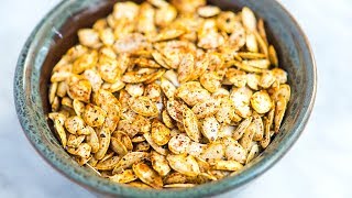 Easy Roasted Pumpkin Seeds Recipe [upl. by Meekah]