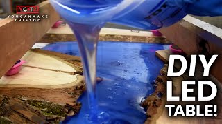 Epoxy Coffee Table with Walnut Slabs and LEDs [upl. by Wolsniw]