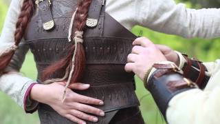 Arming a Viking lady for the battle quotShieldmaidenquot leather armor [upl. by Leeth963]