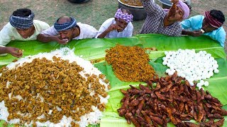 VILLAGE MARRIAGE FOOD  Mutton Curry  Fish Fry  Boiled Egg Raththa Poriyal  Village Function Food [upl. by Zorina98]