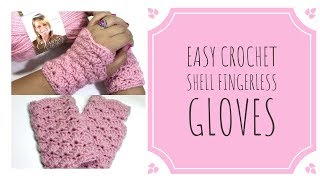 Easy Crochet Shell Fingerless Gloves ♡ Great for Beginners ♡ [upl. by Cone992]