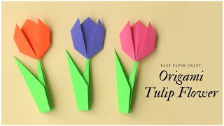 Origami Tulip Flower Tutorial Step by Step [upl. by Oni]