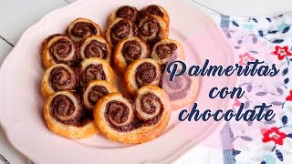 Palmeritas de hojaldre con chocolate  Receta Fácil [upl. by Gnaoh]