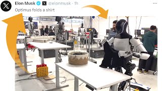 Tesla Optimus Bot Folds Laundry [upl. by Ansley]