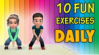 10 Fun Daily Exercise For Kids To Do At Home [upl. by Ecinaj]