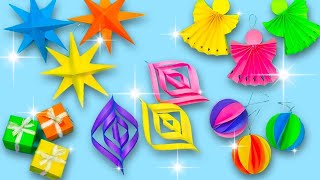 DIY Paper Christmas Ornaments 5 DIY Christmas Decorations Ideas [upl. by Ylebmik]