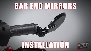 How to install WometTech Bar End Mirrors on a motorcycle handlebar by TST Industries [upl. by Tse39]