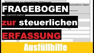 Fragebogen zur Steuerlichen Erfassung  Ausfüllen  Kleinunternehmer  Freiberufler  Kleingewerbe [upl. by Larrie33]