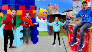 Lego vs Box Fort Building Challenge [upl. by Aivilys975]