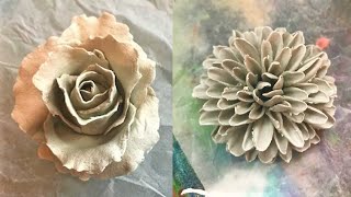 making clay flowers roses dhalia and carnation [upl. by Wilmott]