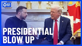 FULL MOMENT Trump amp Zelenskyy Blow Up In Front Of Cameras In Extraordinary Scenes  10 News First [upl. by Sherm]