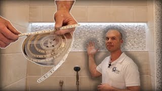 How to Install LED Lights In Shower Niche  ACTUAL JOB [upl. by Laenaj]