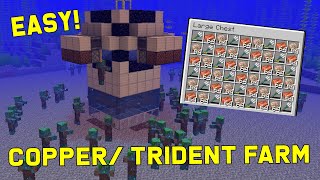 Minecraft Easy COPPER TRIDENT DROWNED Farm  120 [upl. by Kwok]