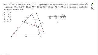 QUESTÃO PUCCAMP  SEMELHANÇA DE TRIÂNGULOS [upl. by Atnauqal]