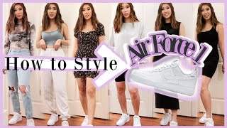 HOW TO STYLE NIKE AIR FORCE 1 WOMEN  6 WAYS TO WEAR  MOD SHOTS DRESSY CASUAL COMFY CHIC [upl. by Triplett]