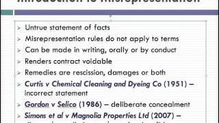 Misrepresentation Lecture 1 of 4 [upl. by Deny24]