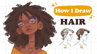 How I DRAW HAIR step by step  Mistakes amp tips  Procreate sketch  👽 [upl. by Ekyt]