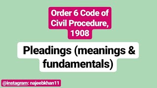 Order 6 CPC Pleadings meanings amp fundamentals [upl. by Lyrehc]